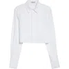 Monse Crop Stretch Poplin Tuxedo Shirt In White