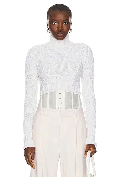 Monse Cropped Cable Sweater In Ivory