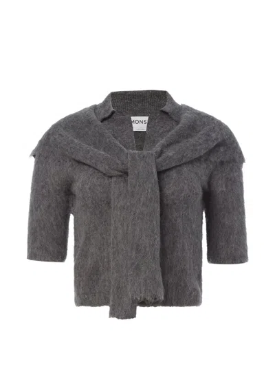 Monse Cropped Scarf-detail Sweater In Grey