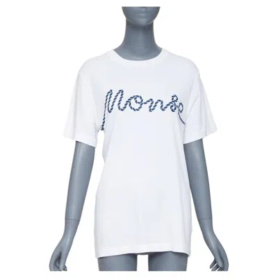 Pre-owned Monse Cursive Rope White Cotton Modal Navy Logo Print Crew Relaexed Tshirt Xs