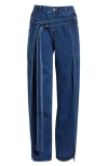 Monse Deconstructed Wide Leg Wrap Jeans In Indigo Denim