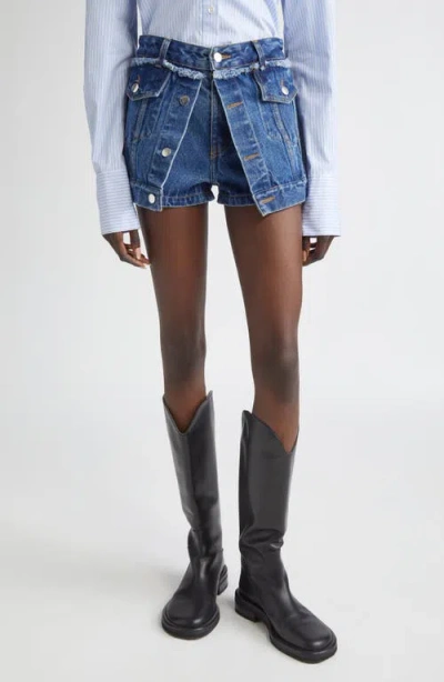 Monse Denim Jacket Front Shorts In Blue