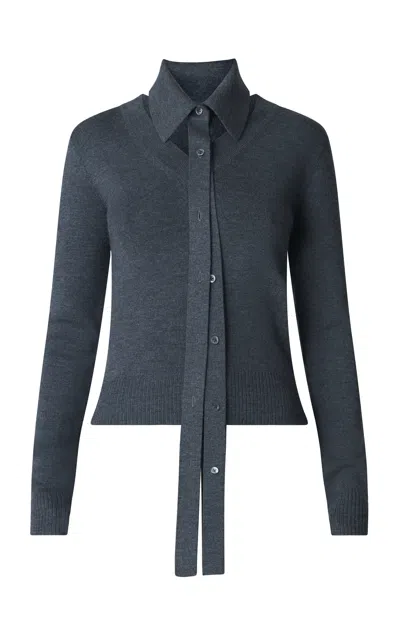 Monse Detachable Collar Merino Wool Shirt In Gray