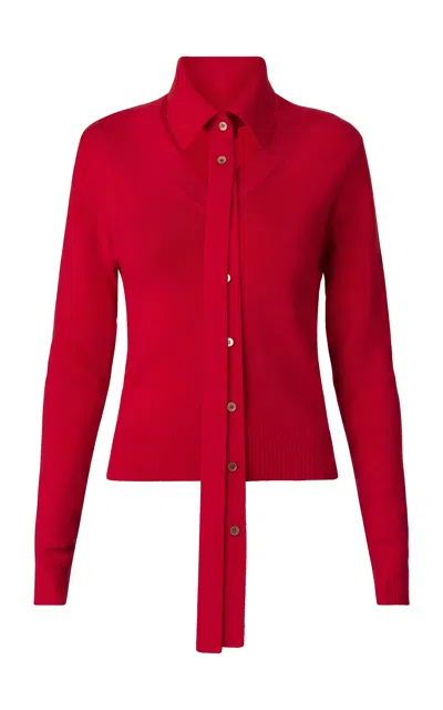 Monse Detachable Collar Merino Wool Shirt In Red