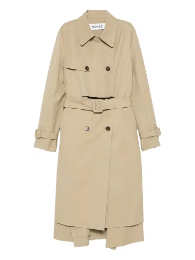 Monse Double-breasted Frayed-hem Trench Coat In Brown