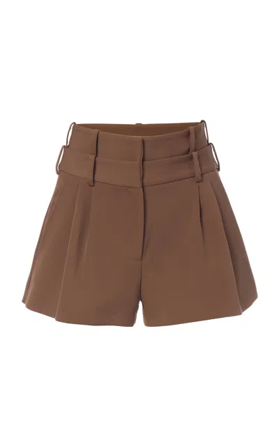 Monse Double Waistband Crepe Mini Shorts In Brown