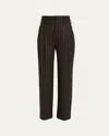 Monse Double Waistband Pinstripe Straight-leg Pants In Brown