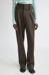 Monse Double Waistband Pleated Virgin Wool Trousers In Gray
