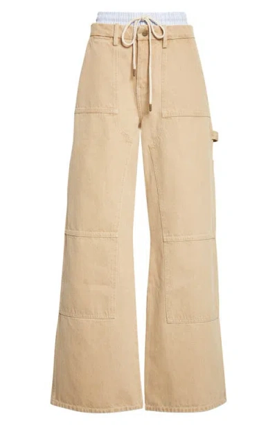 Monse Double Waistband Wide Leg Carpenter Pants In Neutral