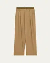 Monse Double Waistband Wool Trousers In Dark Khaki