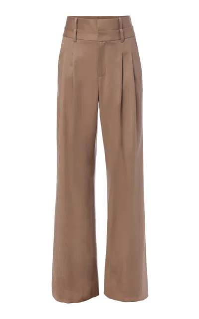 Monse Double Waistband Wool Wide-leg Pants In Brown
