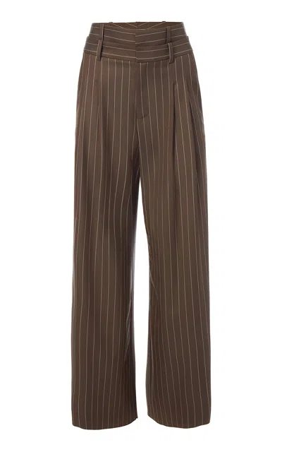 Monse Double Waistband Wool Wide-leg Pants In Brown
