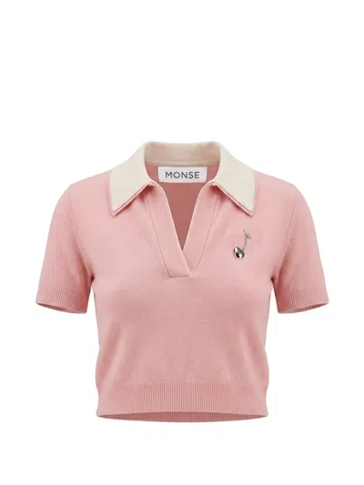 Monse Double-collar Polo Sweater In Pink