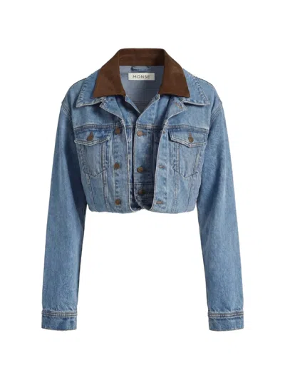 Monse Double-loop Denim Jacket In Blue