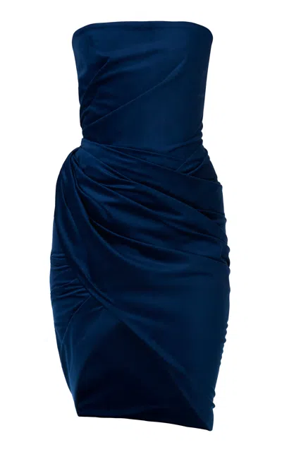 Monse Draped Velvet Mini Dress In Blue