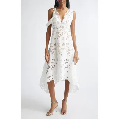 Monse Eyelet & Lace Handkerchief Hem Dress In Multi