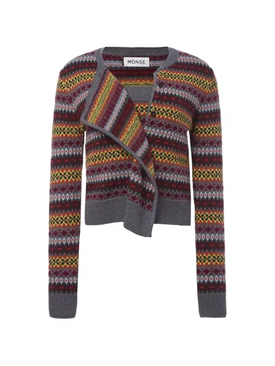 Monse Fair Isle Cascade Cardigan Set In Grey