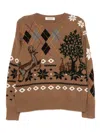 Monse Fair Isle Crew Neck Jumper In Brown