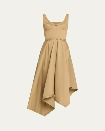 Monse Fit-and-flare Asymmetric Midi Tank Dress In Khaki