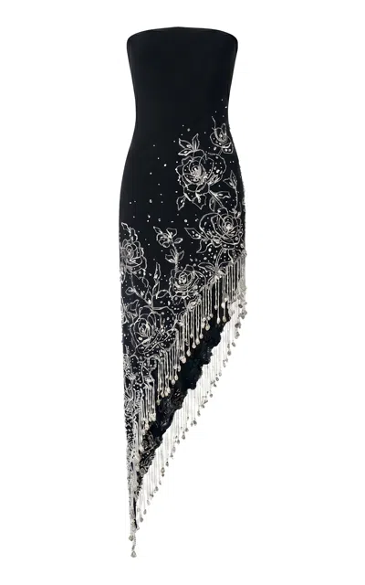 Monse Floral Beaded Midi Dress In Black