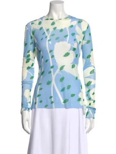 Pre-owned Monse Floral Print Crew Neck Top In Blue