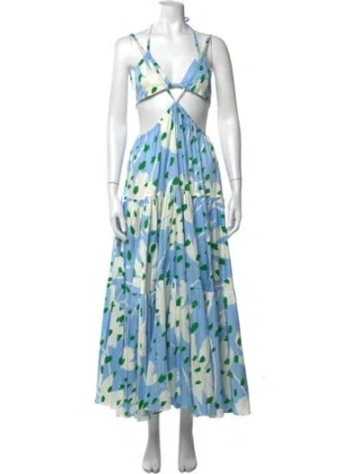 Pre-owned Monse Floral Print Long Dress In Blue