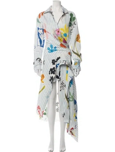 Pre-owned Monse Floral Print Long Dress In White