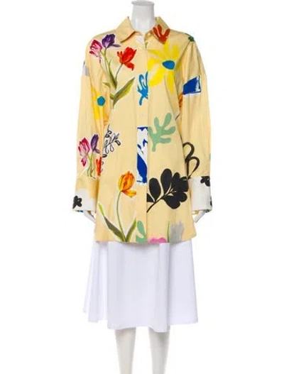 Pre-owned Monse Floral Print Long Sleeve Blouse W/ Tags In Yellow