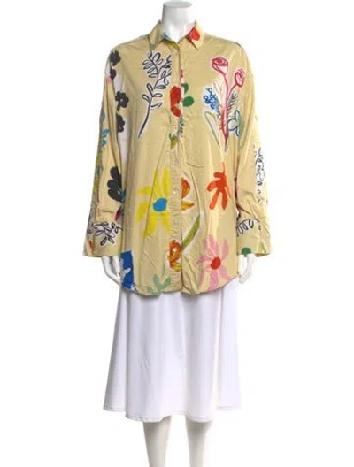 Pre-owned Monse Floral Print Long Sleeve Button-up Top In Yellow