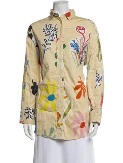 Pre-owned Monse Floral Print Long Sleeve Button-up Top In Yellow