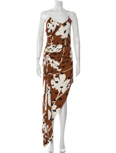 Pre-owned Monse Floral Print Midi Length Dress In Brown