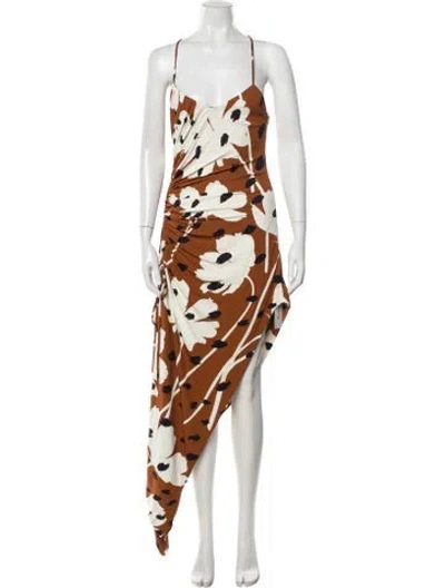 Pre-owned Monse Floral Print Midi Length Dress In Brown