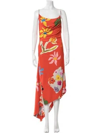 Pre-owned Monse Floral Print Midi Length Dress In Orange