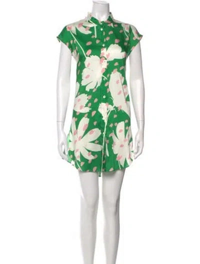Pre-owned Monse Floral Print Mini Dress In Green
