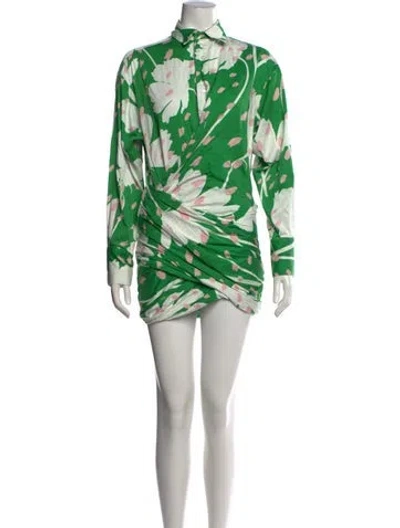 Pre-owned Monse Floral Print Mini Dress In Green