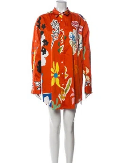 Pre-owned Monse Floral Print Mini Dress In Orange