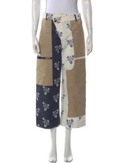 Pre-owned Monse Floral Print Wide Leg Pants In Blue