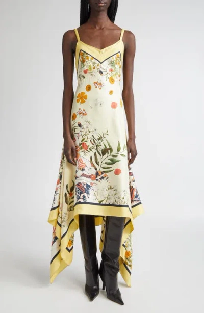 Monse Floral/football Handkerchief Hem Slipdress In Multi