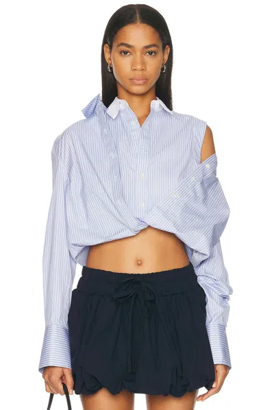 Monse Fold-up Cropped Shirt In Blue
