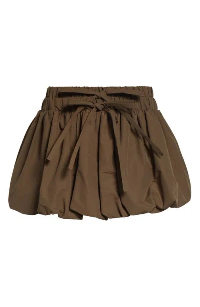 Monse Fold-up Ruched Bubble Miniskirt In Brown