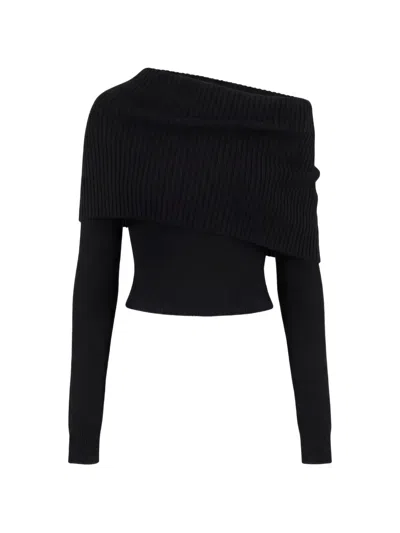 Monse Fold-over Backless Sweater In Black