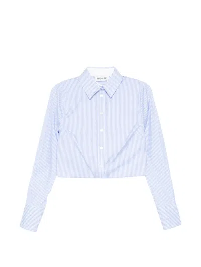 Monse Fold-up Cropped Shirt In Blue