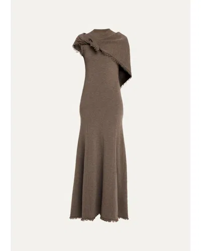 Monse Fringe-hem Sleeveless Knit Midi Dress In Teak