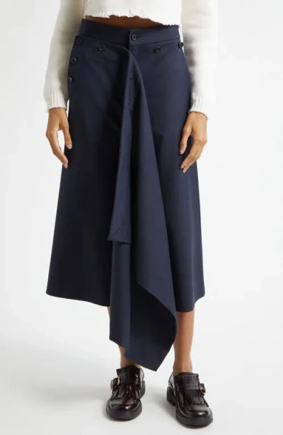 Monse Front Cascade Stretch Wool Crop Sailor Pants In Blue