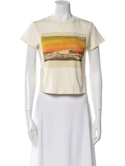 Pre-owned Monse Graphic Print Crew Neck Crop Top In Yellow