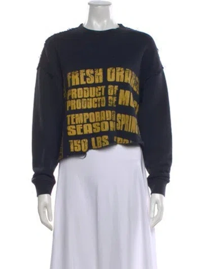 Pre-owned Monse Graphic Print Crew Neck Sweatshirt In Blue
