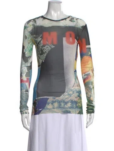 Pre-owned Monse Graphic Print Crew Neck Top In Black