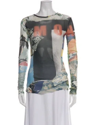 Pre-owned Monse Graphic Print Crew Neck Top In Green