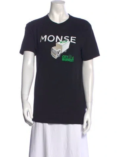 Pre-owned Monse Graphic Print Crew Neck T-shirt In Black