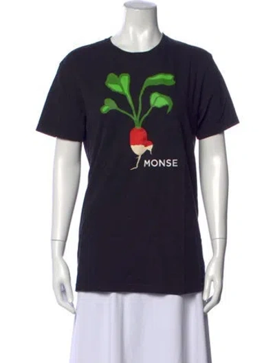 Pre-owned Monse Graphic Print Crew Neck T-shirt In Black